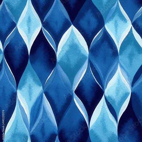 Obraz na płótnie Seamless pattern of abstract blue geometric shapes creating fluid and dynamic design w salonie