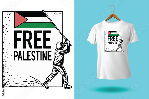 free free palestine flag t-shirt design vector banner