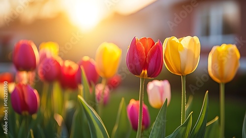 Red orange yellow tulip beauty high resolution picture