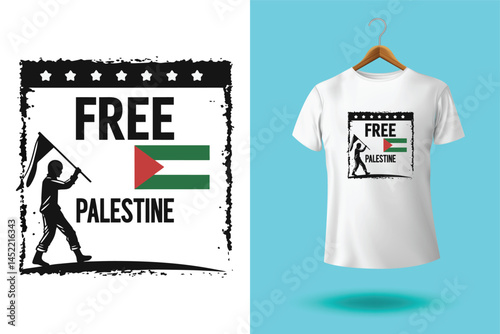 free free palestine flag t-shirt design vector banner