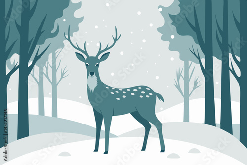 deer in winter forest