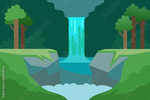 landscape with trees and water