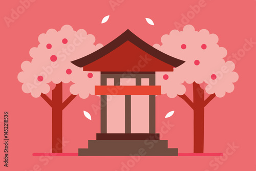 japanese lantern with cherry blossom