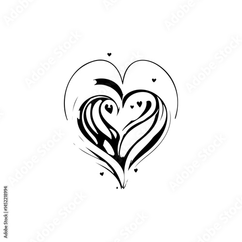 Abstract heart drawing with artistic lines conveying affection and intimacy