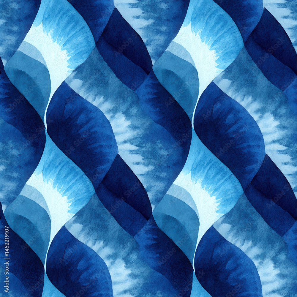 Seamless pattern of abstract blue waves creating fluid and dynamic design