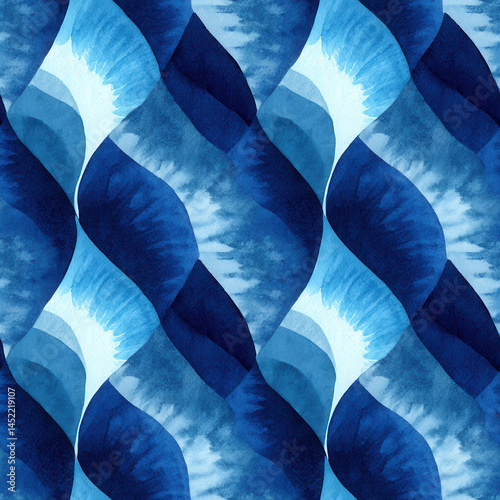 Obraz na płótnie Seamless pattern of abstract blue waves creating fluid and dynamic design w salonie