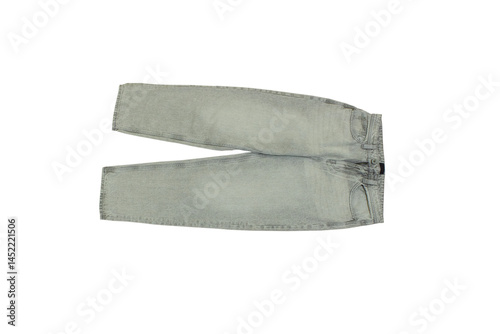 light gray jeans isolated, modern youth fashion jeans, loose jeans, Baggy jeans on a white background