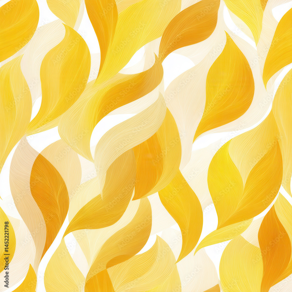 Seamless pattern of abstract yellow and orange leaves creates warm and vibrant design