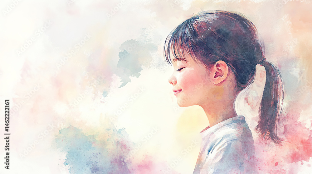 祈るアジア人の少女01