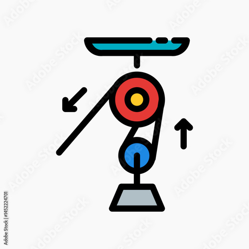 Design Illustration graphic of Double pulley icon with colored outline style. Suitable for UI, mobile design, web design, etc.