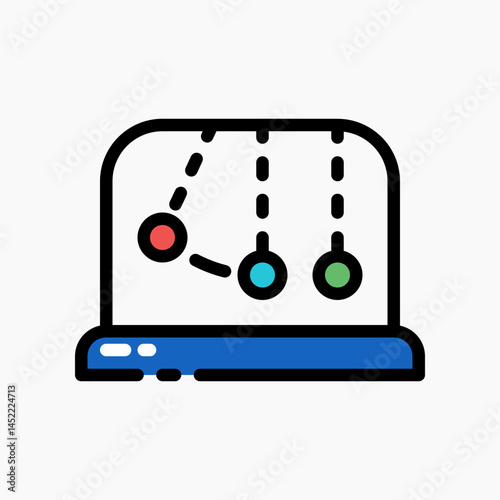Design Illustration graphic of Newton Cradle icon with colored outline style. Suitable for UI, mobile design, web design, etc.
