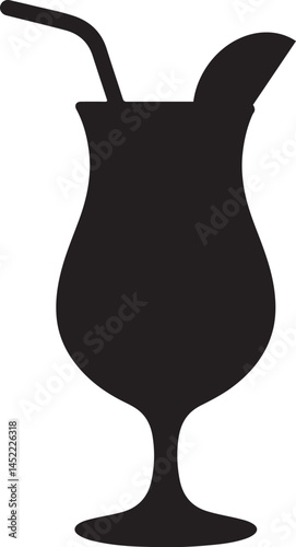 Minimalist Cocktail Glass Silhouette | Tropical Drink Icon.