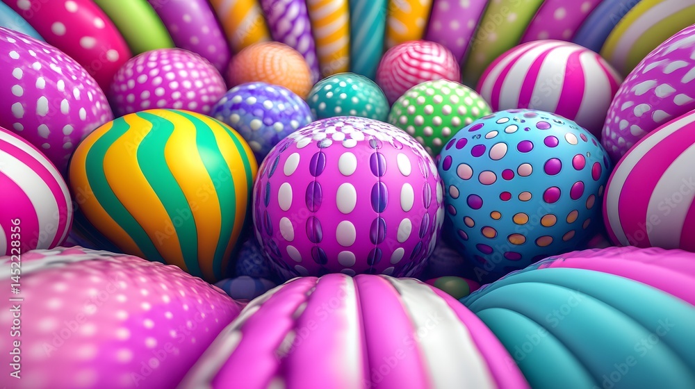 Fototapeta premium Colorful Easter Eggs Pattern Background Bright Holiday Decor