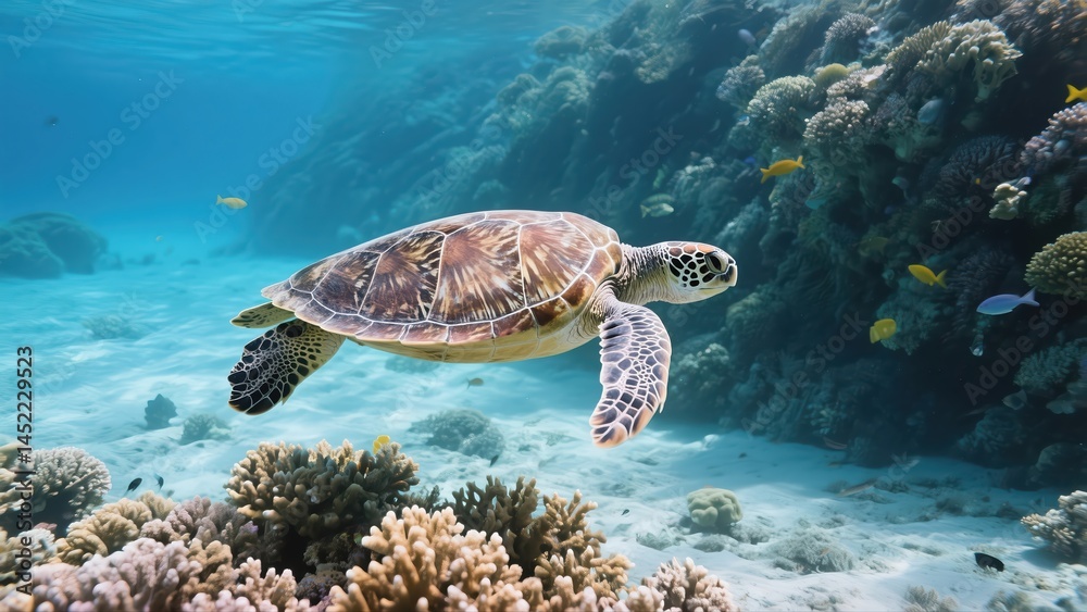 Fototapeta premium A turtle swimming in the water