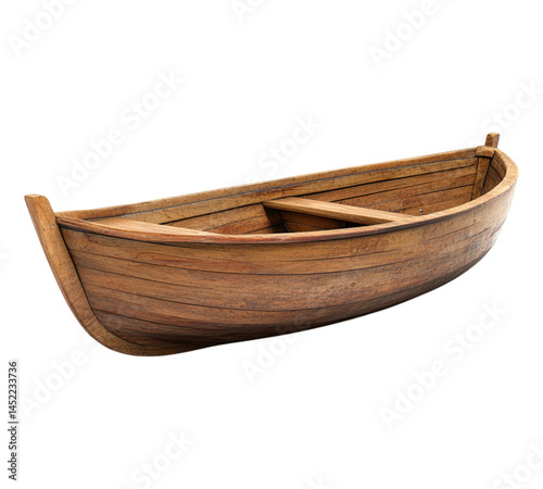A wooden boat with a white background