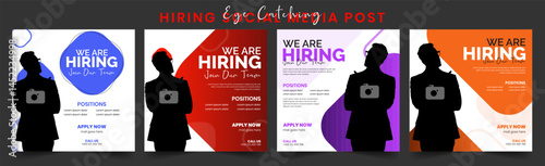 We Are Hiring Professional Social Media Post Design Template for Job Vacancy Corporate Recruitment Editable Square Banner Perfect for Instagram Facebook LinkedIn Business Hiring Announcements.