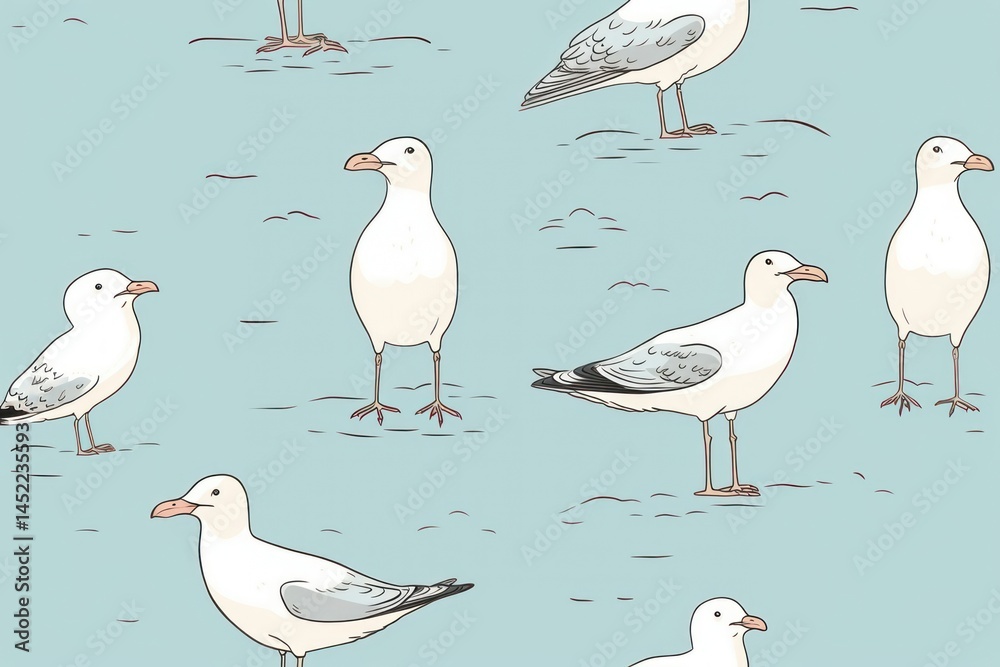 Obraz premium Seagull bird animal sketch backgrounds.