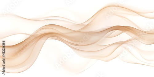 Beige and brown wavy vector background, an abstract and elegant smoke design element isolated on a white background with copy space