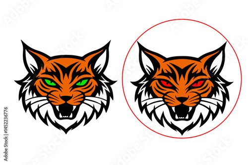 a set of angary tiger head silhouette