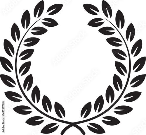 Laurel Wreath Silhouette Black Vector | Classic Victory Symbol