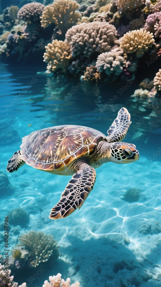 Fototapeta premium A turtle swimming in the water