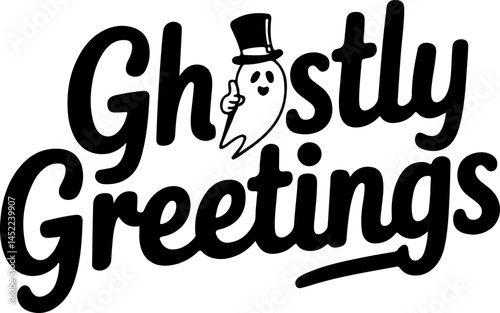 Ghostly Greetings Halloween Design Graphic