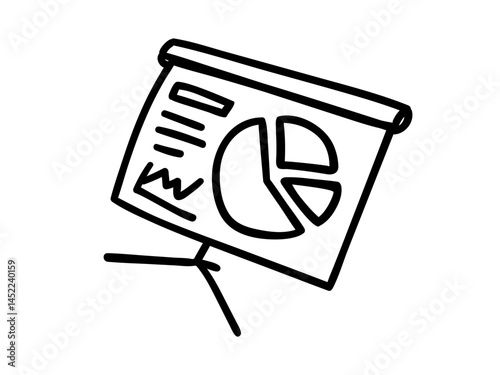 Doodle office presentation flip Chart with Pie Chart Illustration