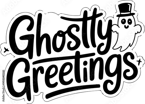 Ghostly Greetings Halloween Card Design.