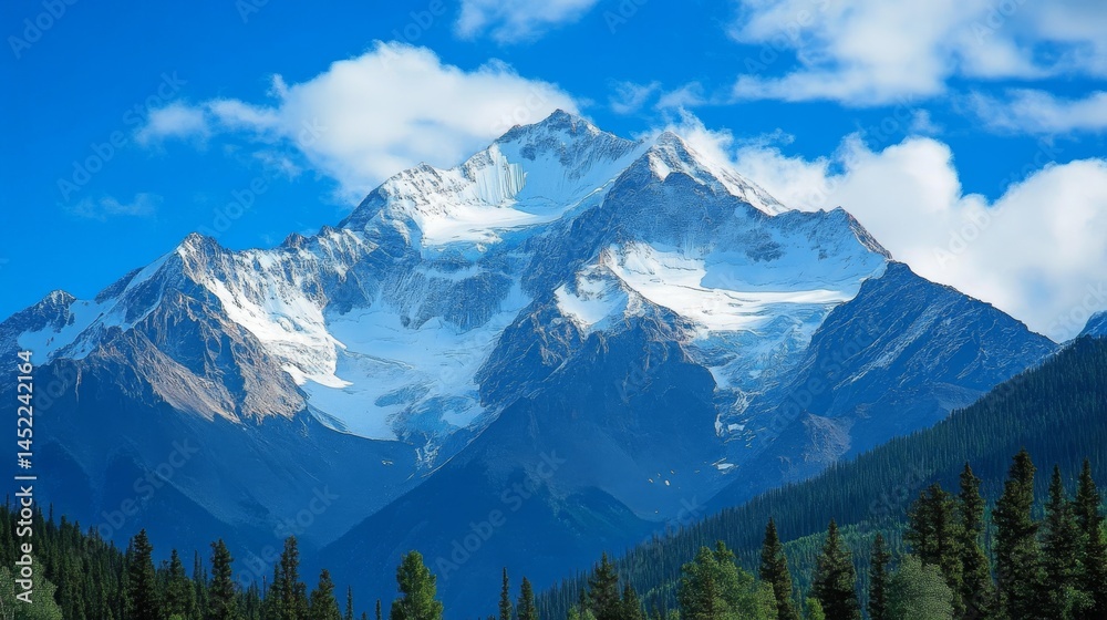 Fototapeta premium Mount Columbia is a tall peak in Colorado's Rocky Mountains, part of the Sawatch Range. It's great for experienced hikers and climbers looking for amazing views and a wild, high-altitude adventure.