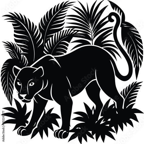 Black Panther Silhouette Vector Illustration Jungle Wildlife Predator Design