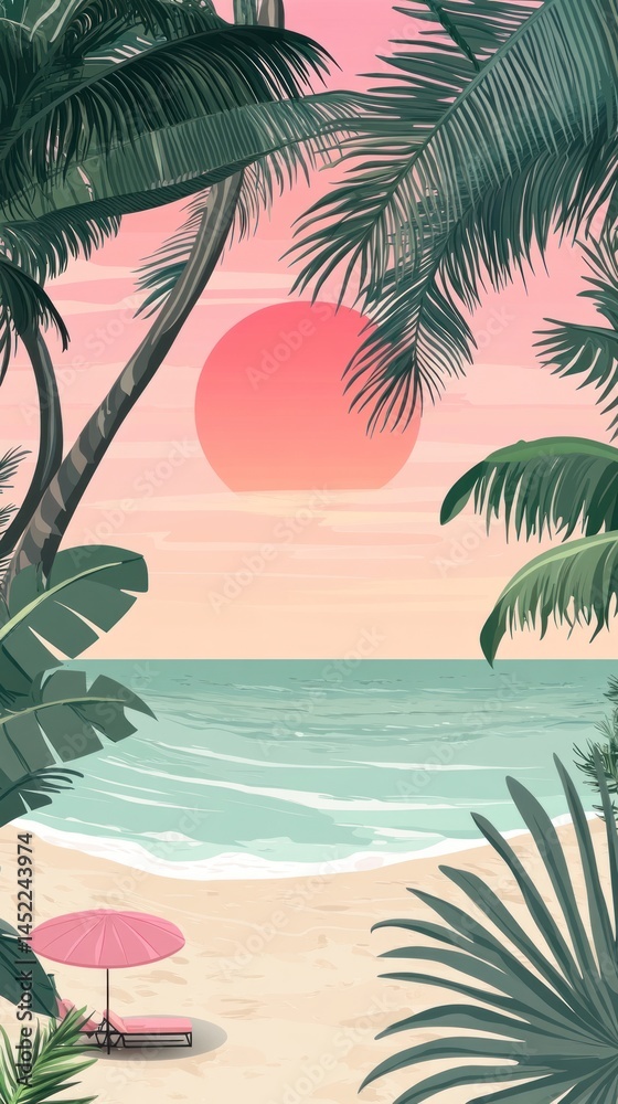 Fototapeta premium Summer vibes tropical ocean beach.