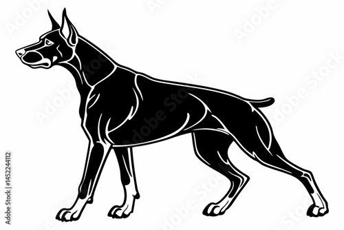 doberman sihouette black vector