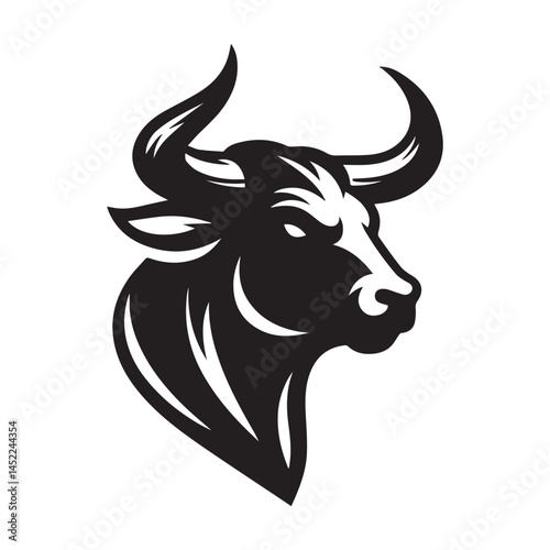 Black Bull Head vector silhouette art of illustration with white background