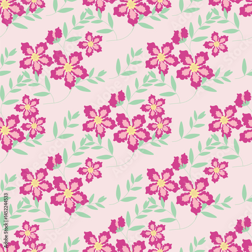 Colorful pink flower pattern for background, seamless pattern.