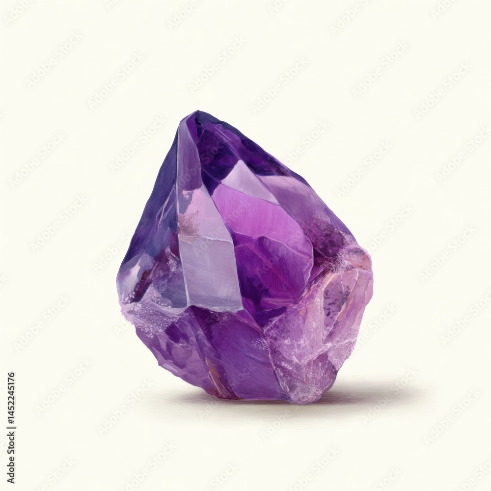 Fototapeta premium Amethyst Crystal Point - Healing Stone with Purple Hue, Mineral Specimen for Metaphysical and Spiritual Practices, Gemstone for Jewelry Making and Meditation