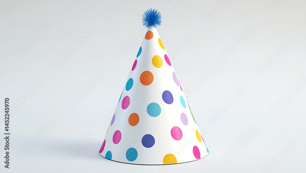Colorful polka-dot birthday hat isolated on a white background Colorful polka-dot birthday hat isolated on a white background