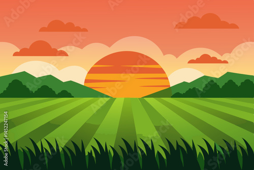 landscape with green field
