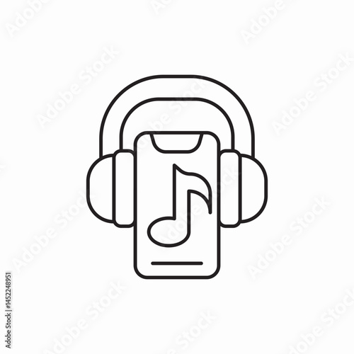 Mobile phone headphones music icon vector sign