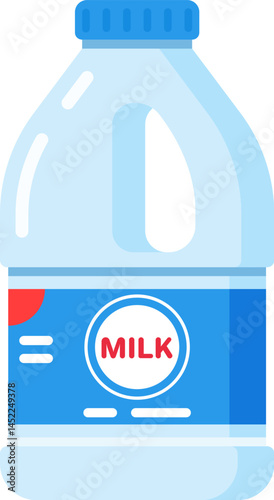 Large plastic gallon milk bottle with blue label and screw cap suggesting healthy eating habits and promoting calcium intake for strong bones, overall well being