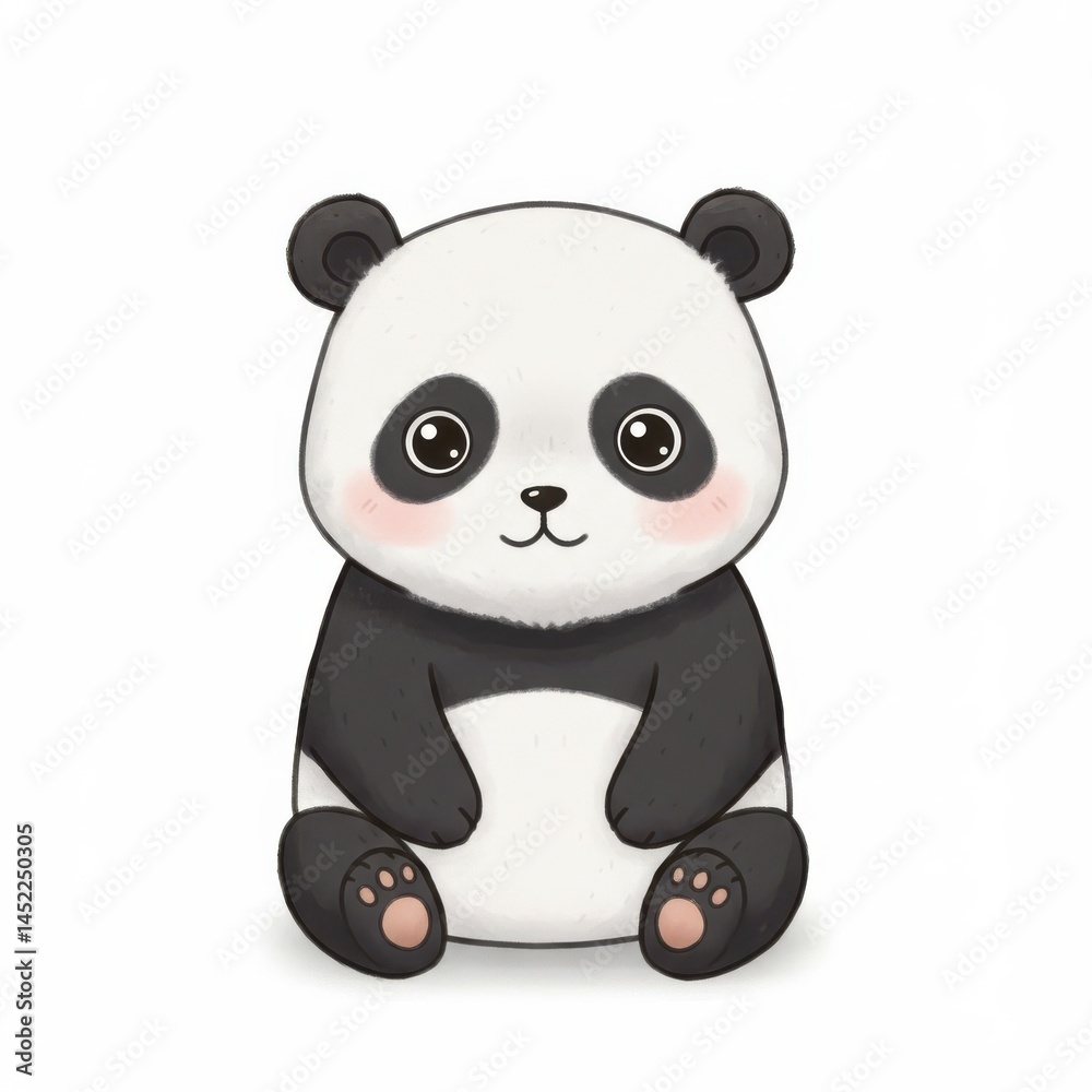 Fototapeta premium Cute cartoon panda bear illustration on white background
