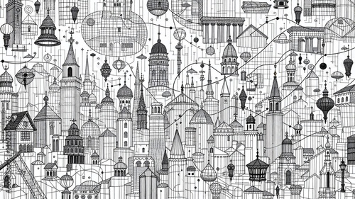 Elegant Surreal Business Pattern - Sketch Drawing Background