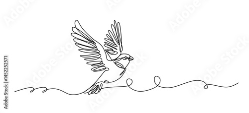 continuous single line drawing of a dove  line art vector illustration