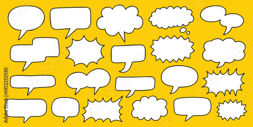 Set Of Hand Drawn Speech Bubble Doodle Illustration
