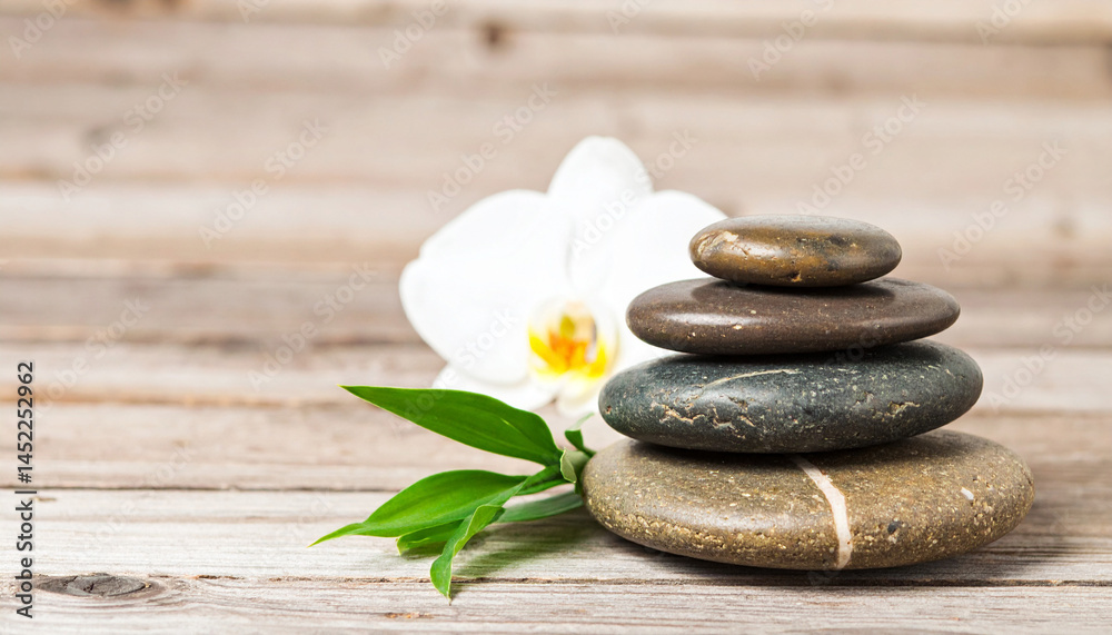 Fototapeta premium spa stones and flower, Custom AI Model