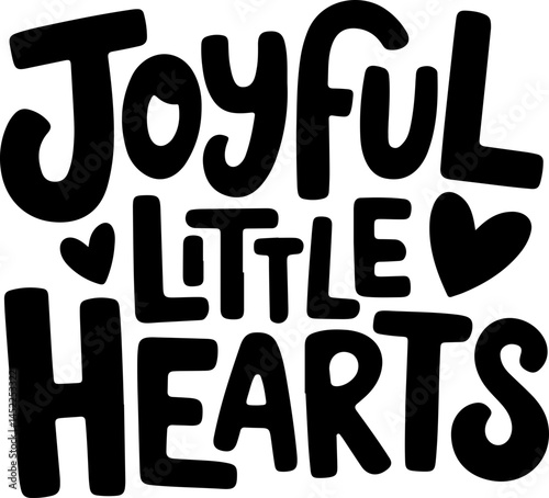 Joyful Little Hearts Black Art Print