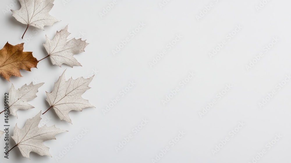 Obraz premium Autumn Leaves on a Light Background for Creative Design Projects