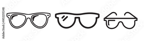 Set of sunglass icons. Line art icon. Sunglasses silhouette. Vector illustration eps 10