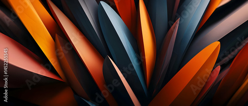 Wallpaper Mural Abstract geometric pattern of overlapping, vibrant, pointed shapes in rich, warm colors Torontodigital.ca