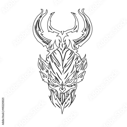 Intricate demon visage illustration conveying dark fantasy and mystical forces