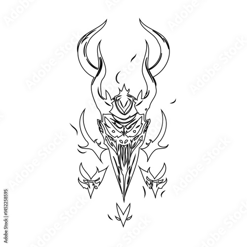 Abstract demon art with linear expression of strong fantasy character